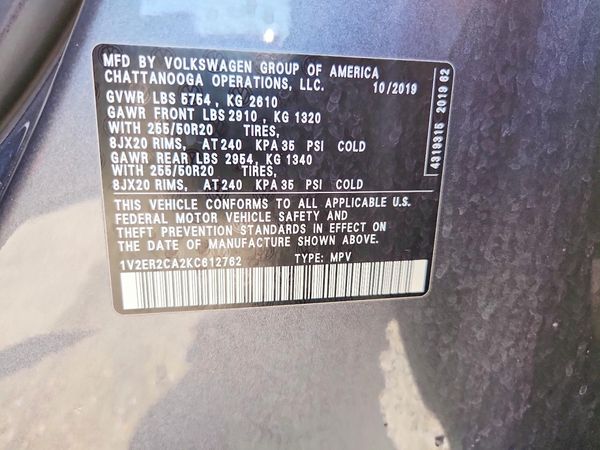 2019 VOLKSWAGEN ATLAS