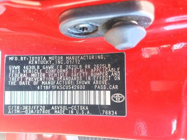 2012 TOYOTA CAMRY