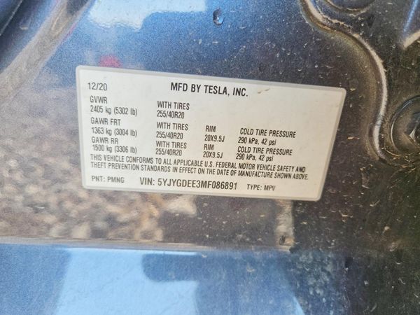 2021 TESLA MODEL Y — VINS