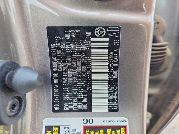 2019 TOYOTA COROLLA L/LE/SE/XLE/XSE