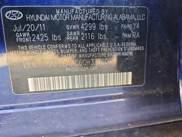 2012 HYUNDAI SONATA