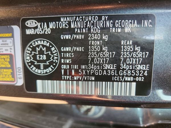 2020 KIA SORENTO L, LX, S