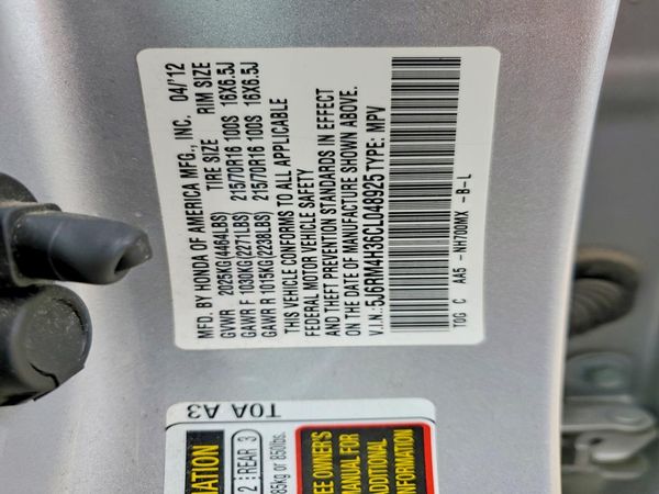 2012 HONDA CRV LX
