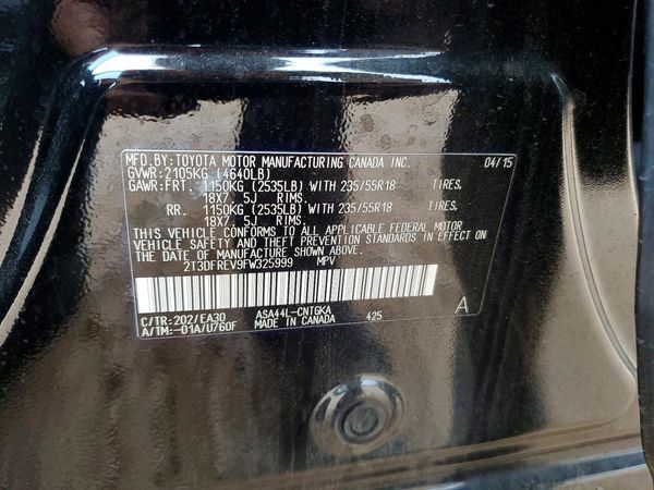 2015 TOYOTA RAV4 Limited (G Grade)
