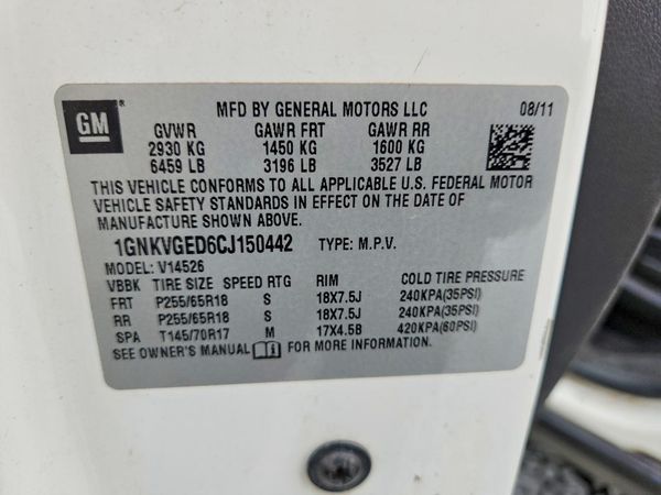 2012 CHEVROLET TRAVERSE LT