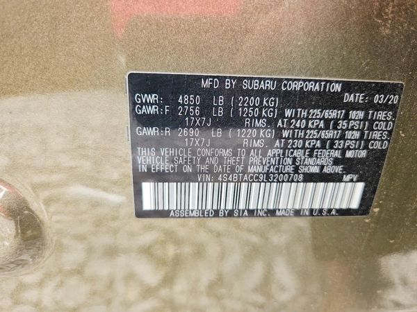 2020 SUBARU OUTBACK Premium