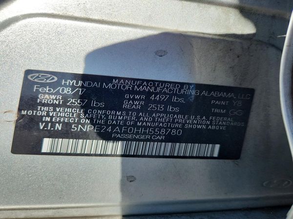 2017 HYUNDAI SONATA SE, Eco