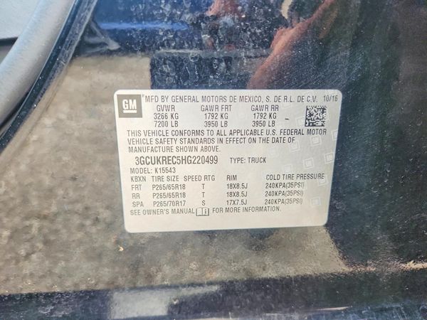 2017 CHEVROLET SILVERADO LT — VINS