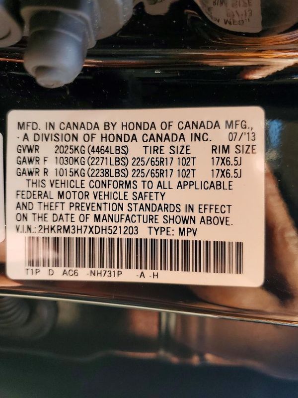 2013 HONDA CRV EX-L — VINS