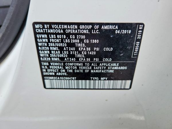 2019 VOLKSWAGEN ATLAS 4Motion SEL Premium