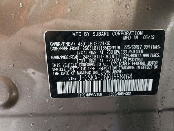 2019 SUBARU FORESTER Prm Base+ES