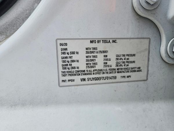 2020 TESLA MODEL Y