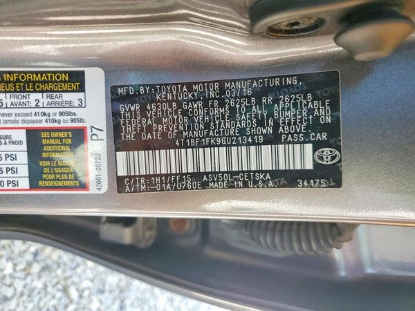 2016 TOYOTA CAMRY