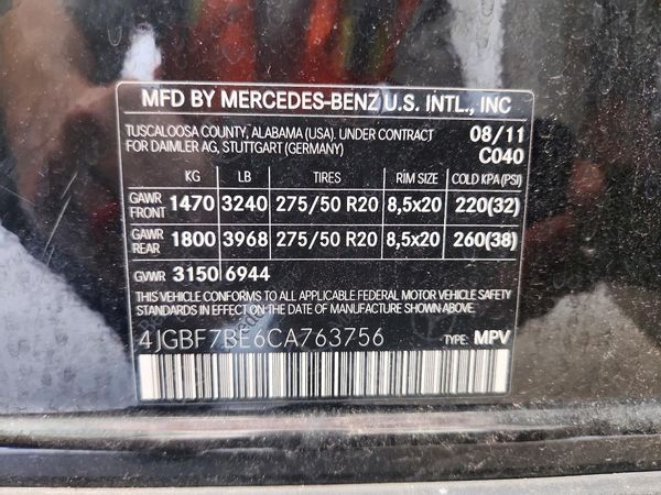 2012 MERCEDES-BENZ GL-CLASS GL450 4-MATIC — VINS