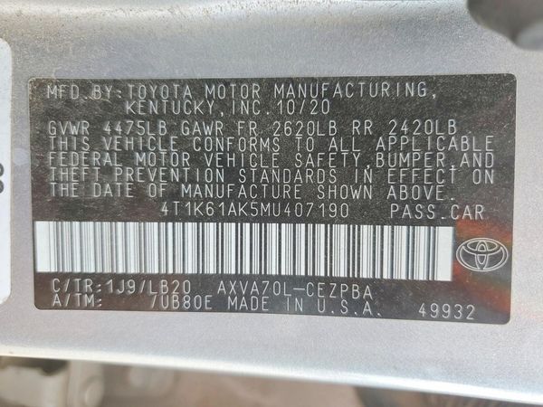 2021 TOYOTA CAMRY