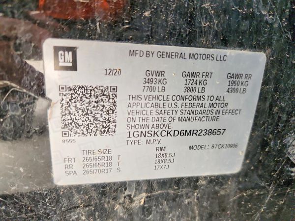 2021 CHEVROLET SUBURBAN LT — VINS