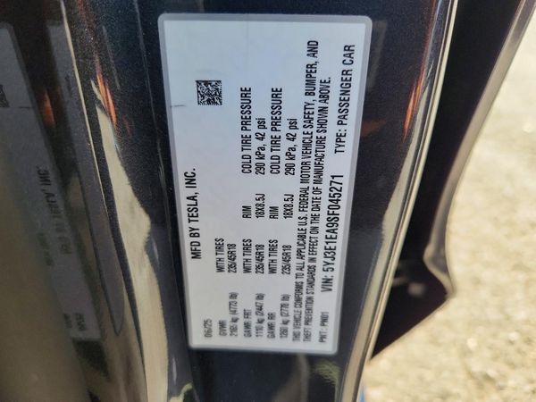 2025 TESLA MODEL 3 — VINS