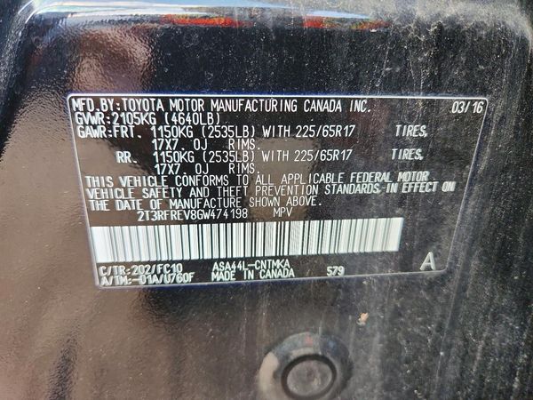 2016 TOYOTA RAV4 XLE (M Grade)