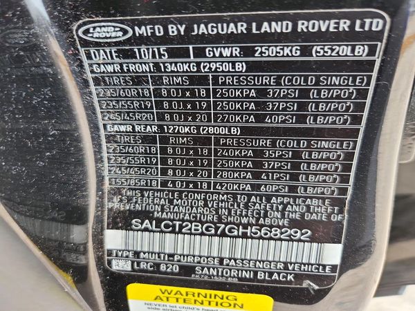 2016 LAND ROVER DISCOVERY HSE Lux — VINS