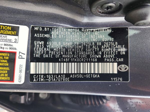 2012 TOYOTA CAMRY
