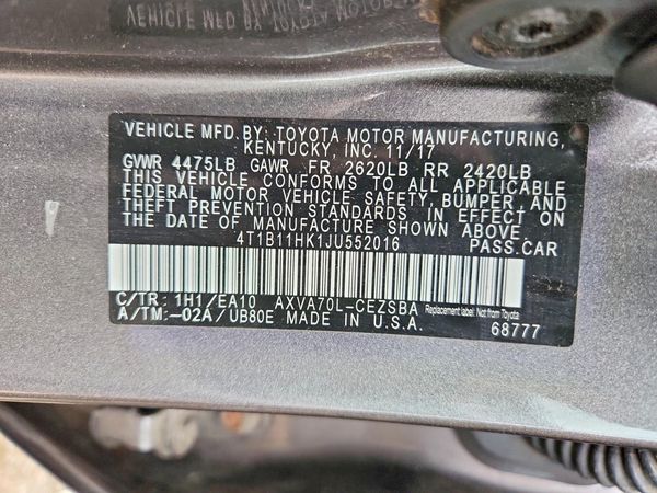 2018 TOYOTA CAMRY L/LE/SE/XLE