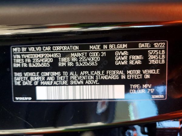 2023 VOLVO ALL OTHER Ultimate Dark — VINS