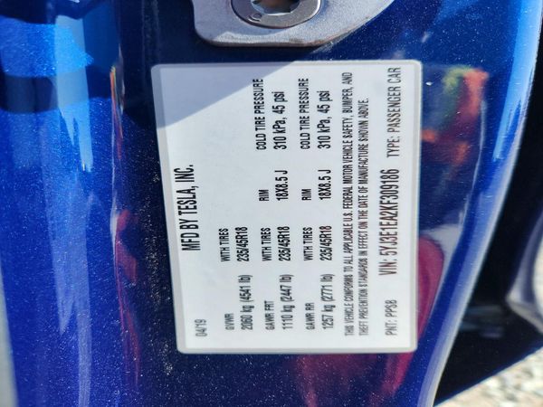 2019 TESLA MODEL 3
