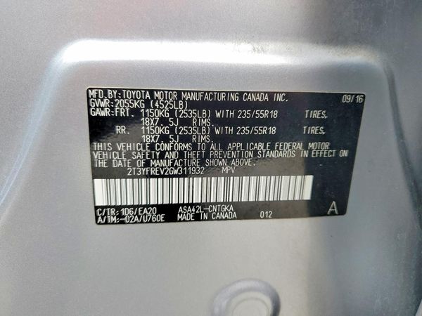 2016 TOYOTA RAV4 Limited (G Grade)