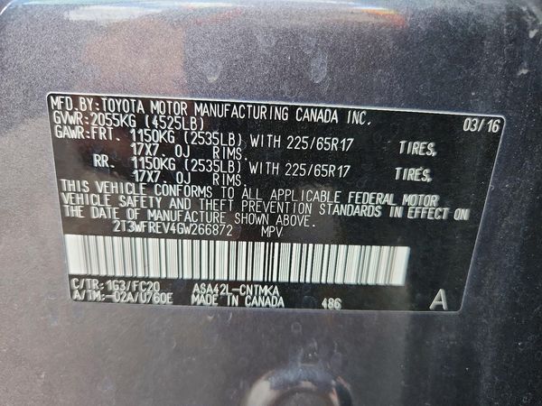2016 TOYOTA RAV4 XLE (M Grade)