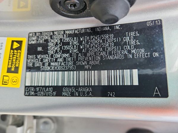 2013 TOYOTA HIGHLANDER Base/Hybrid — VINS