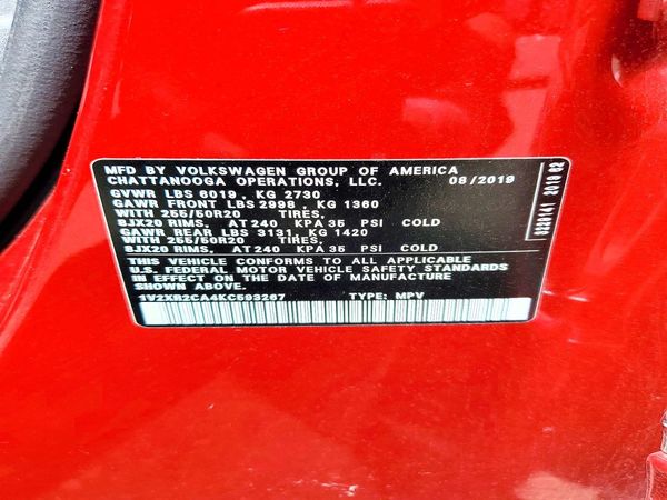 2019 VOLKSWAGEN ATLAS 4Motion SE — VINS