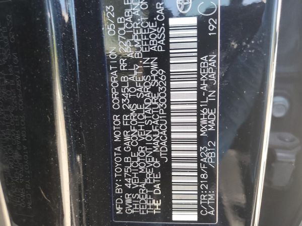 2023 TOYOTA PRIUS — VINS