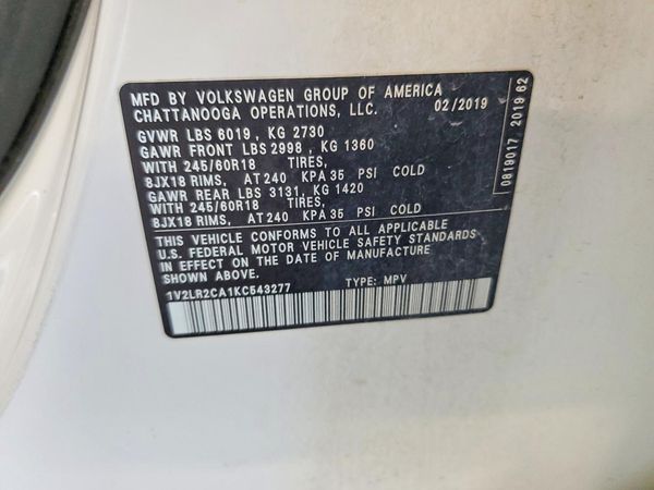2019 VOLKSWAGEN ATLAS 4Motion SE