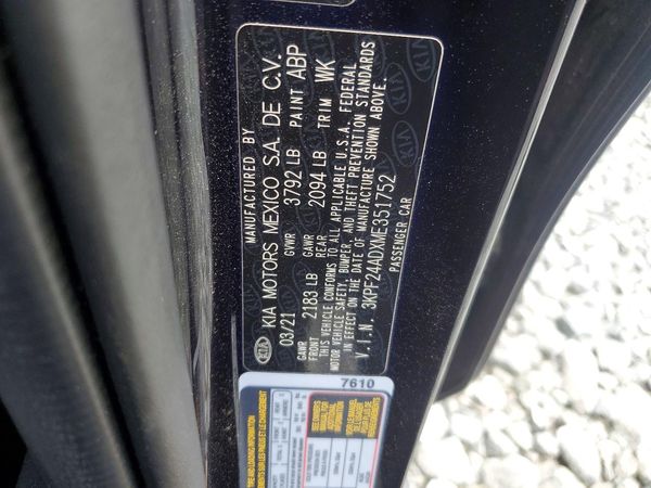 2021 KIA FORTE FE, LXS