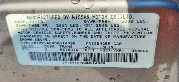 2013 INFINITI M37 — VINS