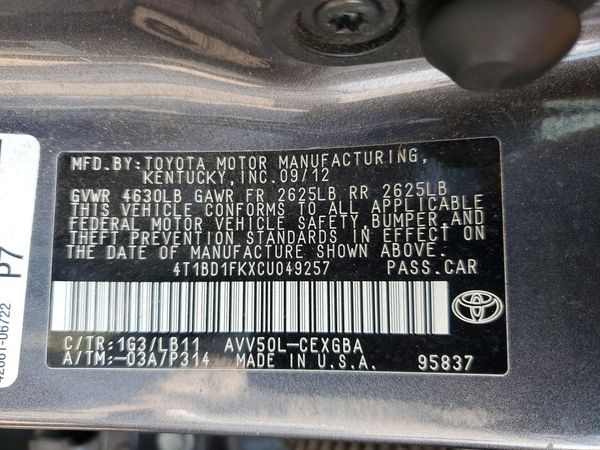 2012 TOYOTA CAMRY Hybrid
