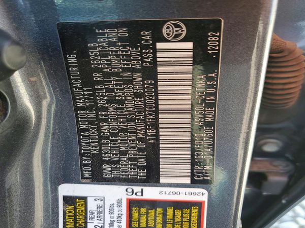 2012 TOYOTA CAMRY