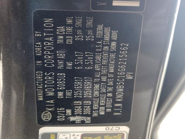 2016 KIA SEDONA LX - Middle-low