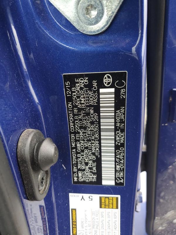 2016 TOYOTA PRIUS One/Two — VINS