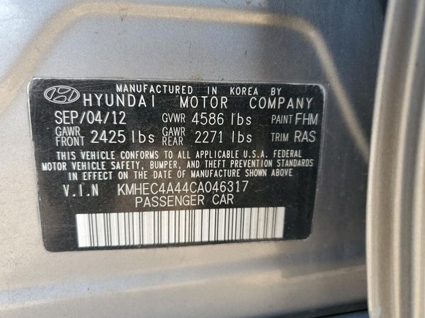 2012 HYUNDAI SONATA Middle level