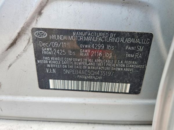 2012 HYUNDAI SONATA Middle-low level