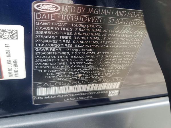 2020 LAND ROVER RANGE ROVER