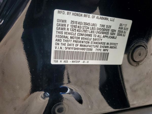 2017 HONDA PILOT TOURING