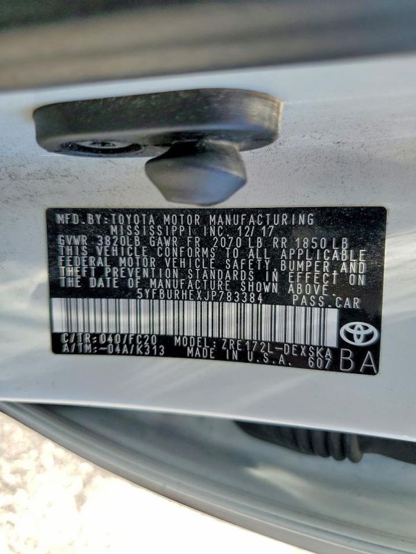 2018 TOYOTA COROLLA L/LE/SE/XLE/XSE