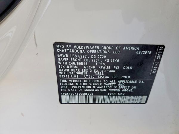 2018 VOLKSWAGEN ATLAS 4Motion SE