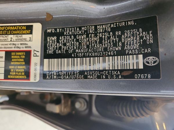 2017 TOYOTA CAMRY LE/SE/XLE/XSE