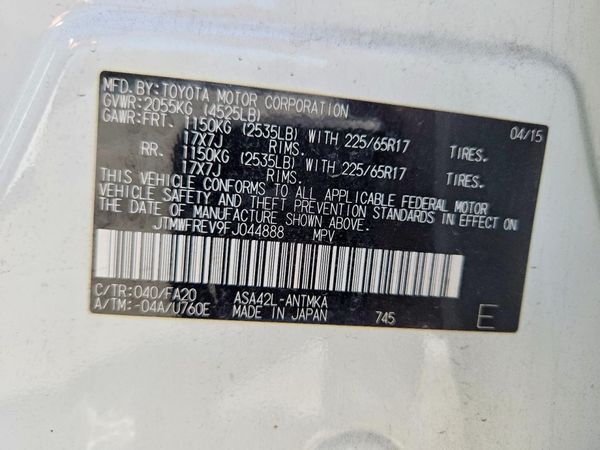 2015 TOYOTA RAV4 XLE (M Grade)