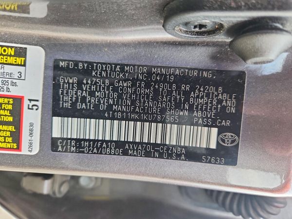 2019 TOYOTA CAMRY L/LE/SE/XLE