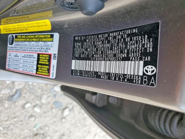 2019 TOYOTA COROLLA L/LE/SE/XLE/XSE