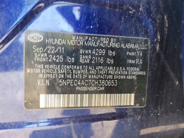 2012 HYUNDAI SONATA Middle level